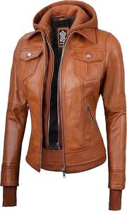 Veste à capuche en cuir d'agneau personnalisée pour femmes vêtements d'extérieur élégants pour exportateurs professionnels, coupe-vent solide à séchage rapide - Product Image 6