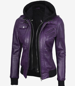 Colección Premium Chaquetas de cuero genuino con capucha Vintage para mujer Diseño personalizado Prendas de abrigo de alta calidad con relleno de algodón - Product Image 1