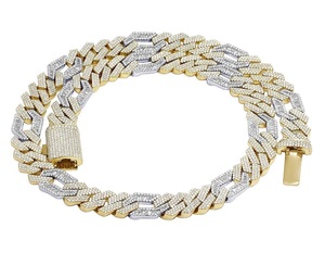Cadena cubana de oro amarillo pesado con diamantes cultivados en laboratorio, collar helado de alta calidad, joyería para hombre, fiesta y ropa de calle, moda - Product Image 1