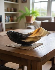 Bol en corne pour thèmes de cuisine bio, bol artisanal en corne aux bords naturels, bol en corne pour une table rustique à prix avantageux - Product Image 6