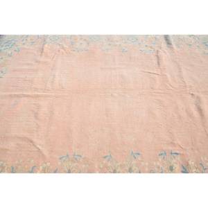 Vintage Turkish Rug Large Rectangle 6.9 X 10.3ft Classic <b>Pink</b> Blue Patchwork Design <b>Wool</b> Latex Abstract Hallway Room Rug - Product Image 5