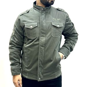 Wholesale <b>Men's</b> Plus Size Cotton <b>Jacket</b> Trendy Dark green Custom Embroidery Logo <b>Jacket</b> for <b>Men</b> Direct From India OEM <b>Men</b> <b>jacket</b> - Product Image 3