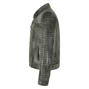 <b>Genuine</b> <b>Leather</b> <b>Jacket</b> For Men New Crocodile Embossed Style Custom <b>Leather</b> <b>Jacket</b> For Boys - Product Image 6