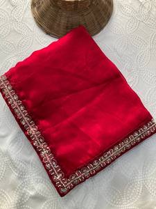 FATEMA FASHION Nouvelle Création Saree Traditionnel de Soirée pour Femme, Broderie de Perles et Diamants, en Chiffon Pur Fendy, Livraison Rapide - Product Image 6