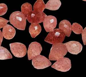 Natural Strawberry Quartz Teardrop Shape Faceted Loose Gemstone - Product Image 4