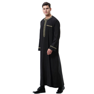 2023 Custom Embroidered Black Robes for Men Dubai Islamic <b>Thobe</b> Chest Pocket <b>Moroccan</b> Style Traditional Saudi Arabian Clothing - Product Image 3