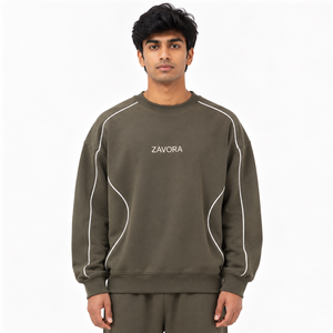 Sweat-shirt Homme Streetwear OEM à Épaules Tombantes, Bordure Blanche, Poignets Côtelés, Haut Décontracté en Polaire, Vêtement en Gros, Sweats à Capuche Personnalisés à Marque Privée - Product Image 1