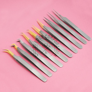Wholesale Fiber Tip Eyelash Extension Tweezer Straight Isolation 45 degree 90 degree Slim Boot Stainless <b>Tool</b> - Product Image 1