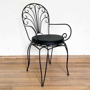 Silla de Café de Diseño Tradicional para Exteriores, Estructura de Hierro Decorativa con Recubrimiento en Polvo, para Dormitorio, Almacén, Muebles de Exterior Hechos de Madera y PE - Product Image 2