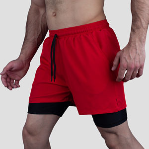 กางเกงขาสั้นผู้ชายแบบ2 in 1กางเกงขาสั้นวิ่งแห้งเร็วออกกำลังกายยิมฟิตเนสออกกำลังกายมีกระเป๋าในตัว - Product Image 3