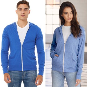 Sweat à capuche léger pour homme en molleton bouclette avec fermeture éclair intégrale, broderie, impression numérique et design uni - Product Image 3