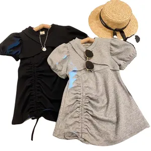 Vestido de verano de manga corta para niñas pequeñas, conjunto de dos piezas con tirantes elásticos y cordones, Burbuja, novedad