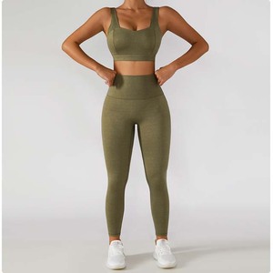 Conjunto de mallas y sujetador deportivo para mujer, ropa deportiva para entrenamiento, correr, Yoga, novedad - Product Image 6
