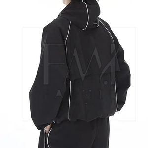 Custom Color Breathable Nylon Zip-up Windbreaker Sets with Hood for Piping <b>Work</b> High Street Style Two-Piece Tracksuit for Winter - Product Image 2