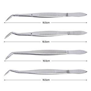 แหนบผ่าตัดทำฟันแบบใช้มือ 4 ชิ้น ทำจากสแตนเลส สำหรับจับเนื้อเยื่อทางการแพทย์ ปลายโค้ง - Product Image 5