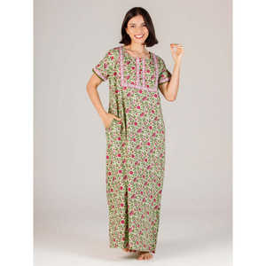 Chemise de nuit longue Evolve pour femme 100 % coton, super douce, décontractée, imprimée, pour dames - Product Image 1