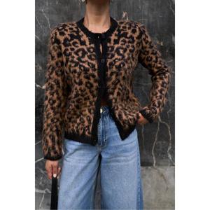Cardigan da donna con motivi leopardati Beige-neri - Product Image 2