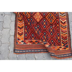 2.9x13.5 ft Turkish Vintage Patchwork Rug Eco-Friendly Herki <b>Brown</b> <b>Wool</b> Runner Rug with Latex Backing - Product Image 5
