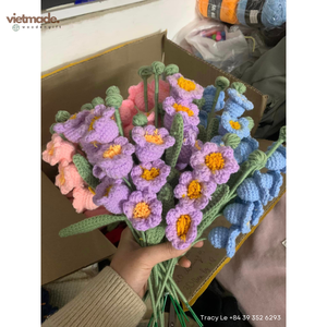 Venta al por mayor de ganchillo flor decoración campana flor ganchillo flores hechas a mano bonita leche algodón ganchillo multicolor ganchillo - Product Image 3