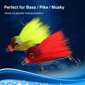 Leurre de surface mini en poils de cerf 9cm 16g pour la pêche au bar, style Miuras Bucktail Swimbait, leurre flottant pour brochet et musky - Product Image 4