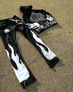 กางเกงวอร์มและมีฮู้ดผ้าเกล็ดปลาเทอร์รี่พิมพ์ลายแบบรูดซิปเต็มโลโก้ออกแบบได้ตามต้องการผลิตจากผู้ผลิต - Product Image 2