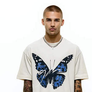 Camiseta básica en blanco de algodón con hombro extendido de fábrica para hombre-Fabricante de temporada de verano - Product Image 5