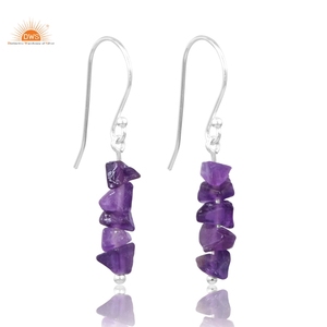 Best Quality Sterling Silver Natural Amethyst Gemstone <b>Dangle</b> <b>Earring</b> For Women Party Wear <b>Earring</b> Custom Jewelry Manufacturer - Product Image 2