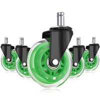 Ensemble de cinq pièces à livraison rapide roulettes de meubles de chaise de bureau en polyuréthane vert à moitié transparent