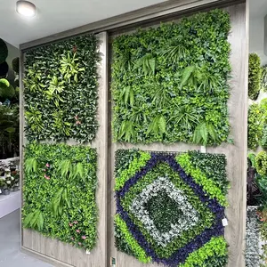 Ruopei Shein Wholesale Plant Wall Plastic Leaf Backdrop Green Panel Boxwood Hedge Artificial Grass Wall for Home Decor
