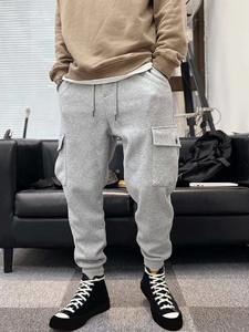 กางเกงซักได้สำหรับผู้ชายกางเกงเอวสูงแบบลำลองผ้าคอตตอนนุ่มสบายสไตล์คาร์โก้ - Product Image 5