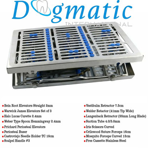 Kit de Implantes Dentales Quirúrgicos de Acero Inoxidable Reutilizable de 17 Piezas Dogmatic International, Instrumentos de Cirugía Oral Manuales, Casete, CE - Product Image 5