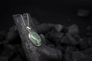 Colgantes de Plata de Ley 925 de Alta Calidad, Dijes con Engaste de Bisel, Piedra Natural de Prehnita, Sin Níquel ni Plomo para Mujer - Product Image 5