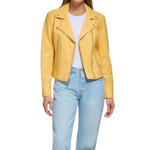 Chaqueta de Cuero para Mujer de la Mejor Calidad, MOQ Bajo, con Cuello Alto y Diseño Tejido, Venta Directa de Fábrica, a la Moda - Product Image 1