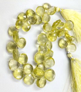 Cuentas facetadas de gemas de cuarzo natural, hebra de 8,50 pulgadas, cuentas briolette de cuarzo amarillo limón de 10-13mm - Product Image 4
