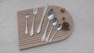 Juego de cubiertos antiguos Espejo de acero inoxidable Cubiertos chapados en oro Vajilla pesada Tenedor Cuchara - Product Image 6