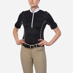 เสื้อนักขี่ม้าผ้าคอตตอนแขนสั้นระบายอากาศได้ดีสำหรับเด็กผู้หญิงเสื้อขี่แบบกำหนดเองได้สีแฟชั่น - Product Image 6