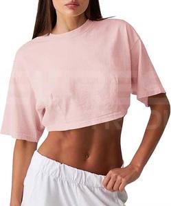 2025 Top Design Blended Beauty Cropped T-Shirt pour les femmes coupe décontractée col rond en gros du Pakistan - Product Image 5