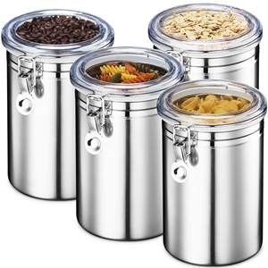 <b>Metal</b> Canisters Sets for the Kitchen Counter - Stainless Steel <b>Food</b> Storage, <b>Metal</b> Stainless Steel Canister Set - Product Image 1