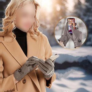 Gants en cuir tendance pour femmes, matière respirante, écran tactile, port toutes saisons, service OEM 2025, nouveau style de gants en cuir - Product Image 2