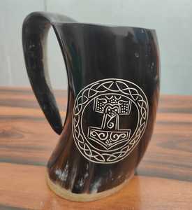 Taza de cuerno vikingo pulida hecha a mano, artesanías naturales con estilo náutico, fábrica de estilo Animal al por mayor - Product Image 5