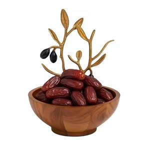 Frutero Decorativo de Vidrio con Base de Hojas de Latón para Khajoor y Frutos Secos, Ideal para Regalos Festivos y Decoración - Product Image 4