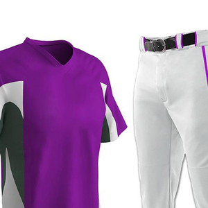 Uniformes de baseball personnalisés de haute qualité, imprimés par sublimation, col en V, poches, respirants, matière 100% polyester, vêtements de sport d'extérieur - Product Image 2