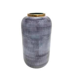 Florero redondo de hierro, color dorado y verde claro, diseño clásico, florero elegante para decoración de hoteles y restaurantes - Product Image 6