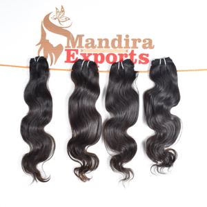 Extensions de cheveux humains indiens vierges bruts non traités en gros, qualité supérieure Remy, longs, noirs, ondulés, pour tissage, en vente - Product Image 2