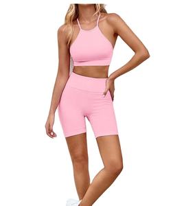 Ensemble de yoga : Short d'entraînement sans coutures, confortable, flexible, élégant, respirant, en Spandex/Nylon, extensible dans les quatre sens, taille élastique - Product Image 4