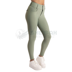 กางเกงขี่ม้าสำหรับผู้หญิงพร้อมสายรัดเอวสูงยืดหยุ่นทำจากวัสดุสัมผัสเพื่อความสบายและปลอดภัยในระหว่างการฝึกซ้อม - Product Image 4