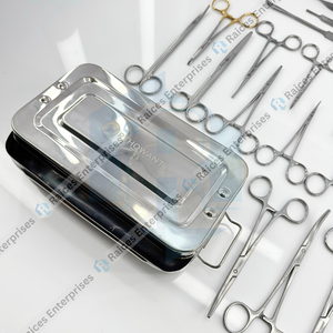 Juego de instrumentos de cirugía menor Kit quirúrgico de acero inoxidable con caja de esterilización autoclavable para uso veterinario y médico - Product Image 2