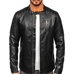 แจ็กเก็ตหนังสำหรับผู้ชายเสื้อแจ็คเก็ตหนัง100% แขนเต็มแนวสตรีท - Product Image 1