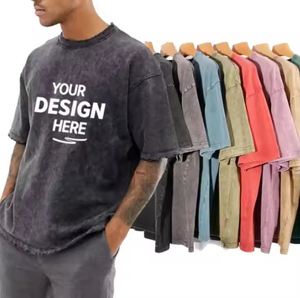 Camiseta Vintage de Alta Calidad, Personalizable con Logotipo, Estilo Urbano, Ligera, de Algodón de Punto, Corte Regular, Hombros Caídos, Lavado Ácido para Hombre - Product Image 4