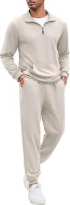 Custom High Quality <b>Men's</b> 2-Piece Quarter <b>Zip</b> Sweatsuit Set Casual Athletic Running Jogging Tracksuits for Winter Season - Product Image 2